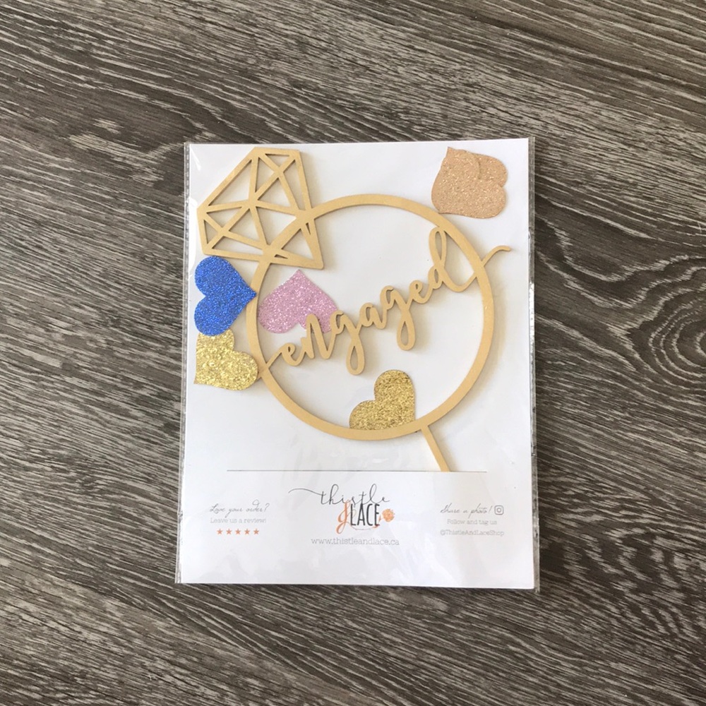 NWT engagement cake topper